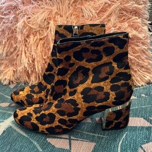 DKNY Leopard Print Ankle Booties
